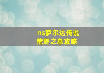 ns萨尔达传说 荒野之息攻略